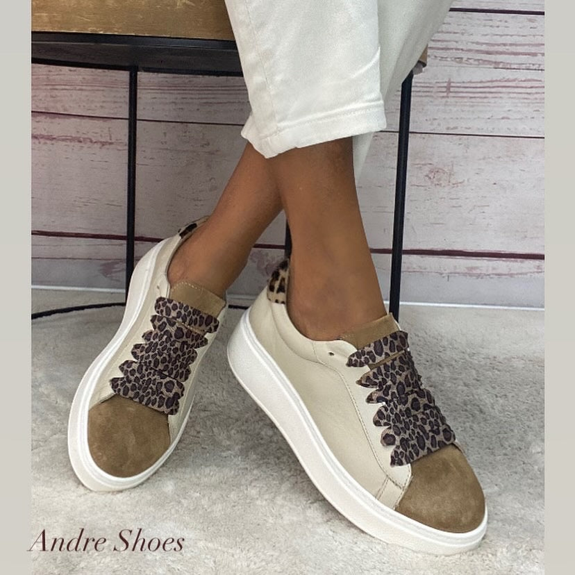 Step Sneakers pelle crema/suede