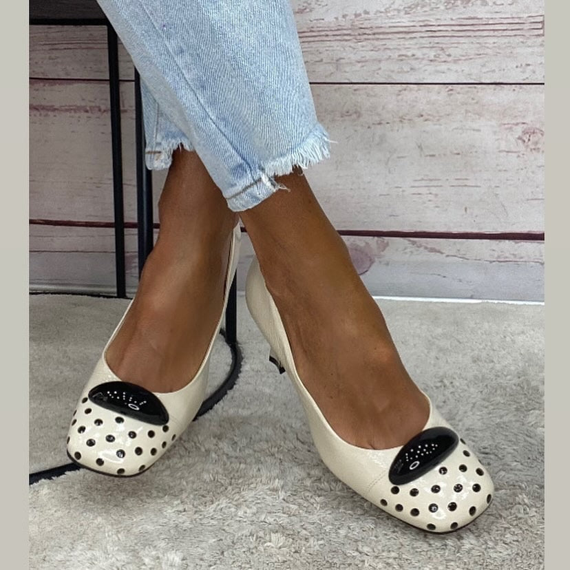 M.Unique Décolleté panna pois nero