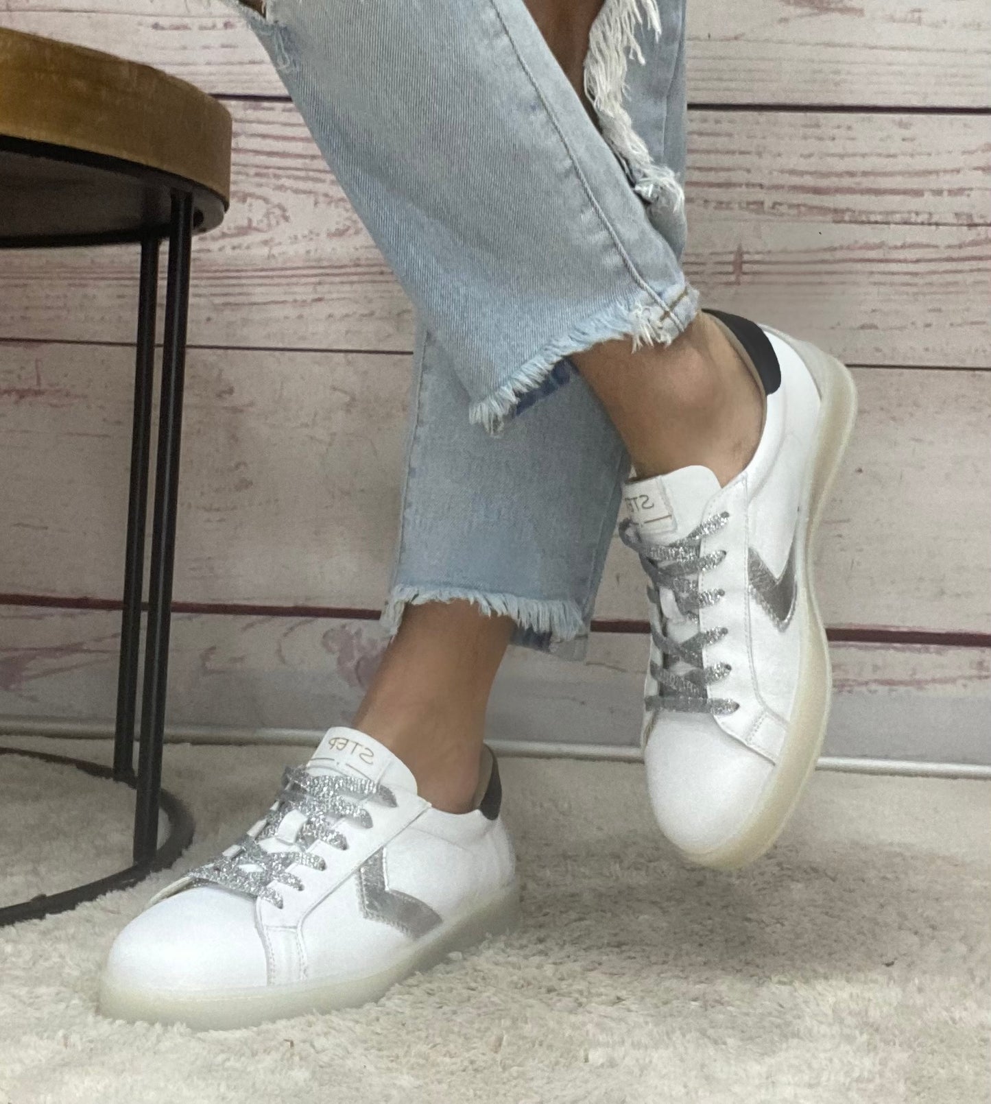 Step Nappa white met Silver