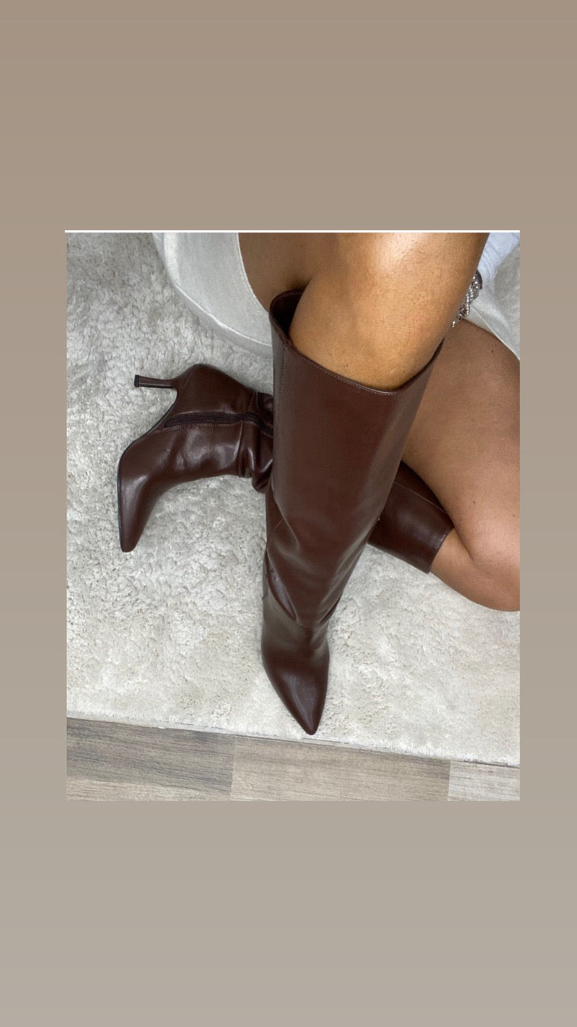 F.M. Stivale pelle nero tacco 7