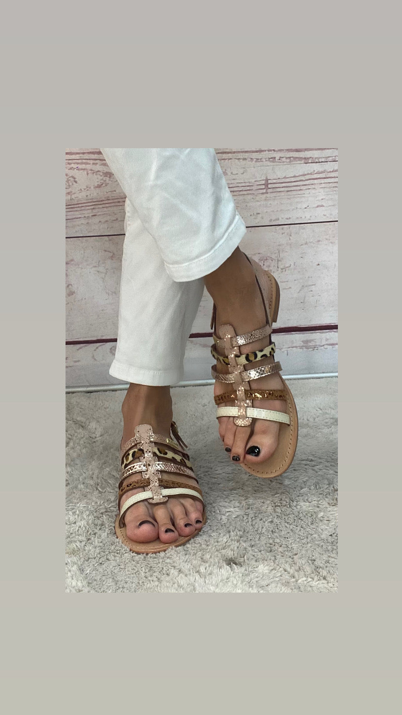 Les Tropezien sandalo gabbietta Platino multi