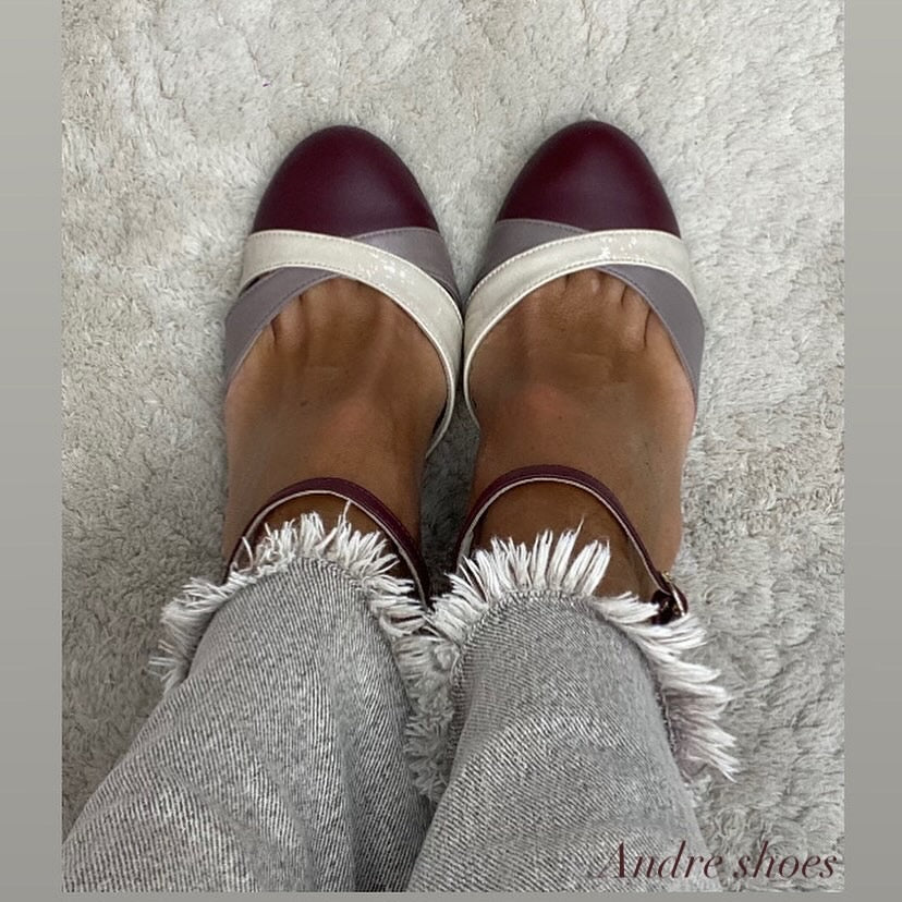 Scarpina artigianale bordeaux