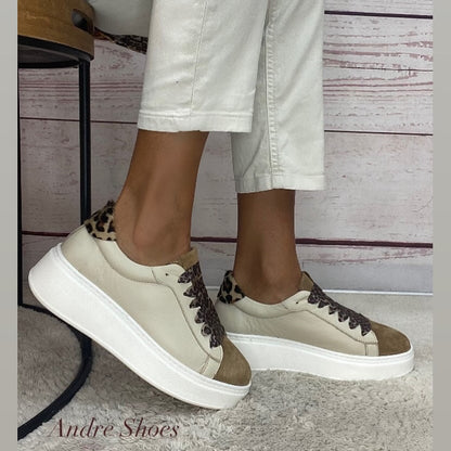 Step Sneakers pelle crema/suede