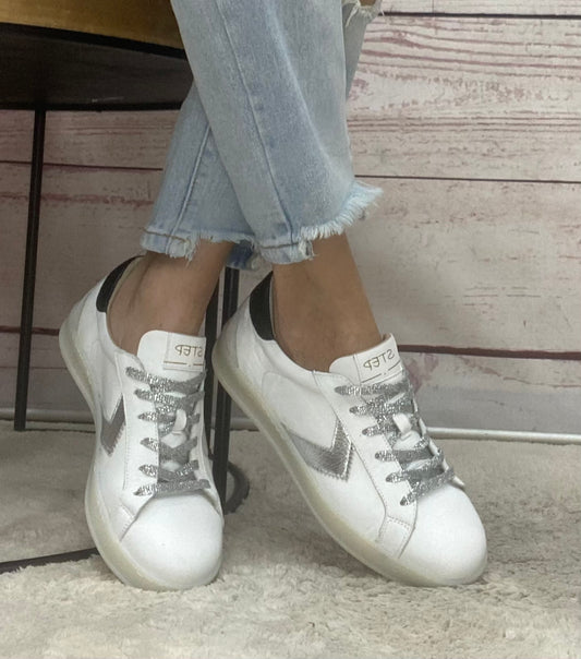Step Nappa white met Silver
