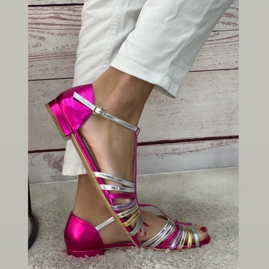 Milano Sandalo gabbietta multi fucsia