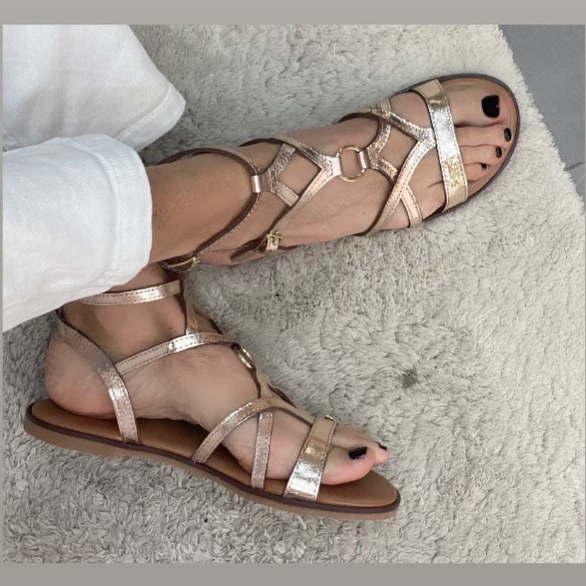 Les Tropezien sandali gladiatore laminato platino
