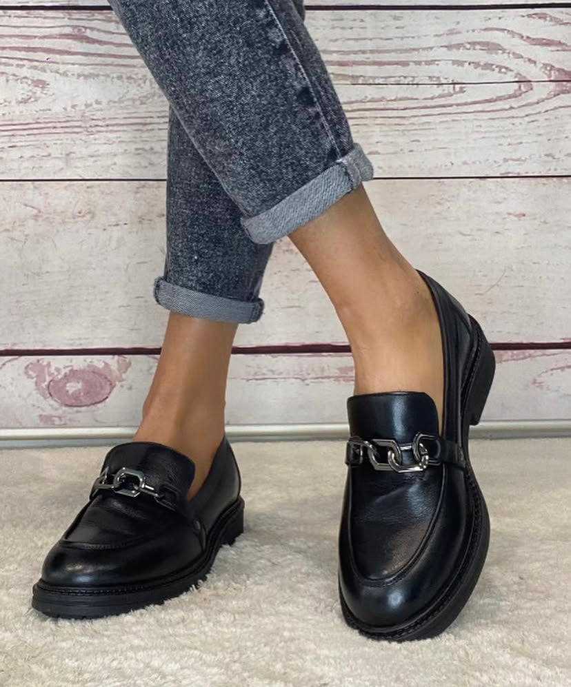 Hosis 4497 mocassino pelle nera