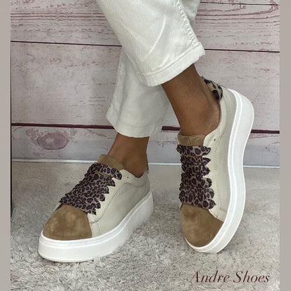 Step Sneakers pelle crema/suede