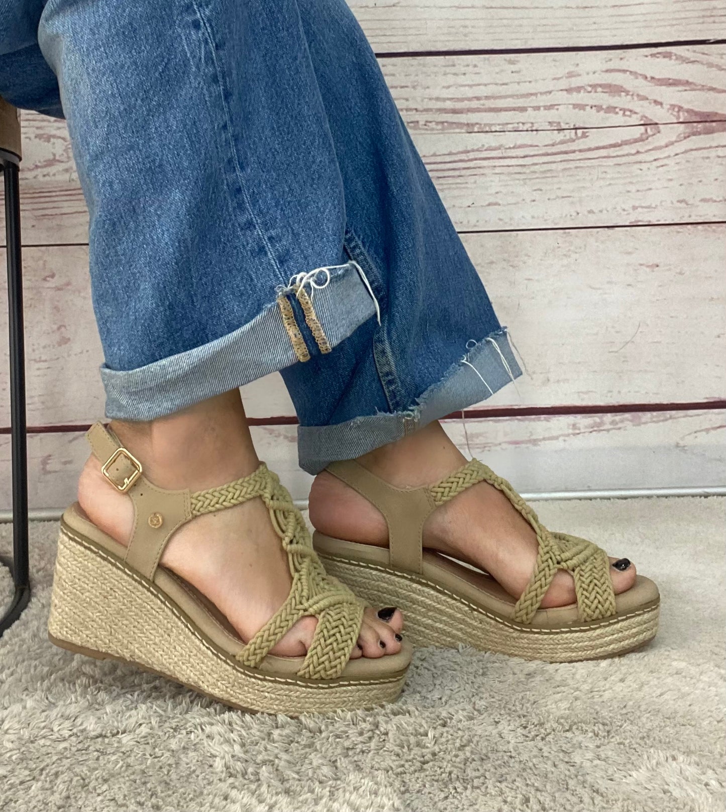 Xti Zeppa paglia uncinetto beige