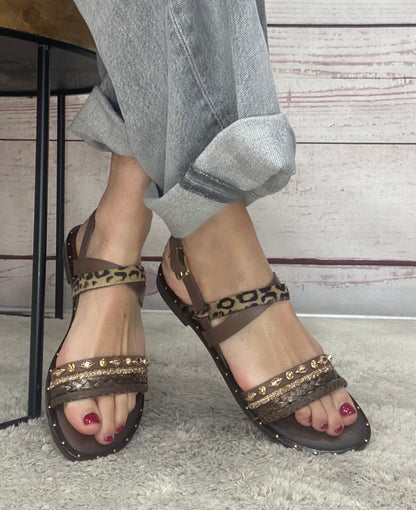 18+ Sandalo 9023 treccia t.moro animalier