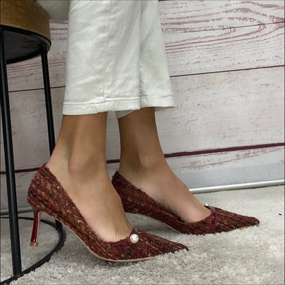 F.M. Décolleté boucle bordeaux tacco 7