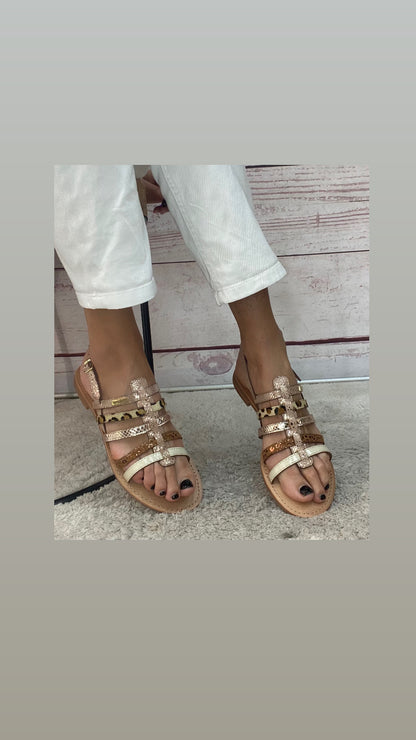 Les Tropezien sandalo gabbietta Platino multi