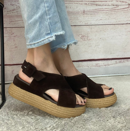 Creative sandalo platform suede testa moro