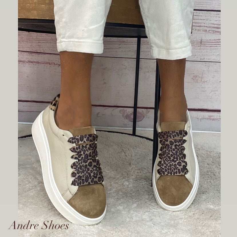 Step Sneakers pelle crema/suede