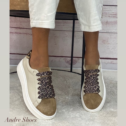 Step Sneakers pelle crema/suede