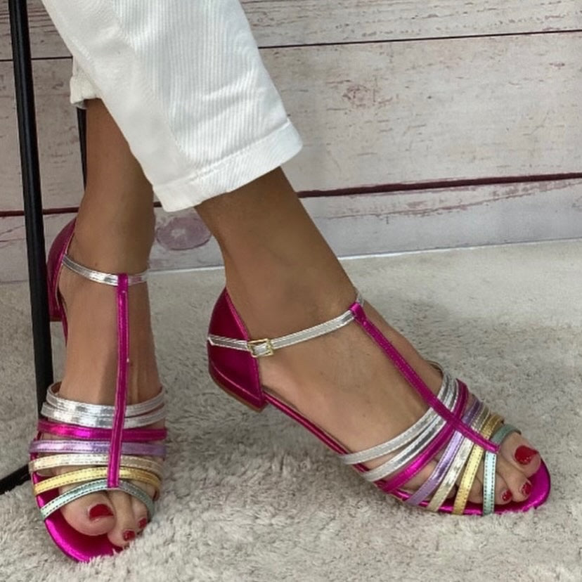 Milano Sandalo gabbietta multi fucsia