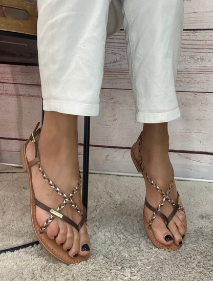 Les Tropezien Infradito treccia Chocolat multi