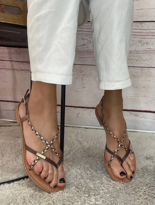Les Tropezien Infradito treccia Chocolat multi