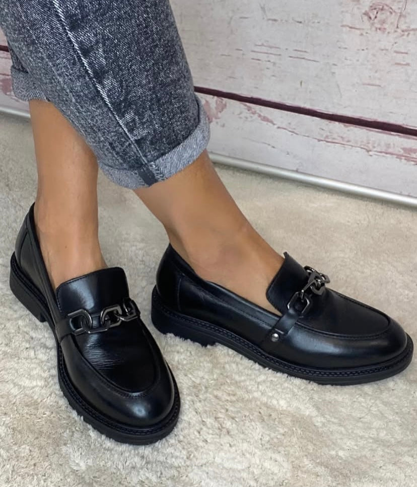 Hosis 4497 mocassino pelle nera