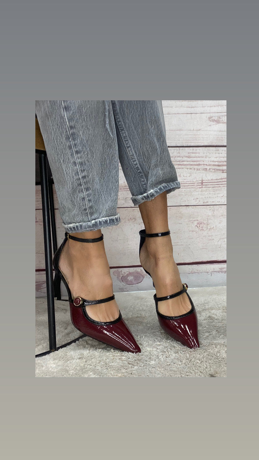 M.Unique Décolleté bordeaux cinturini