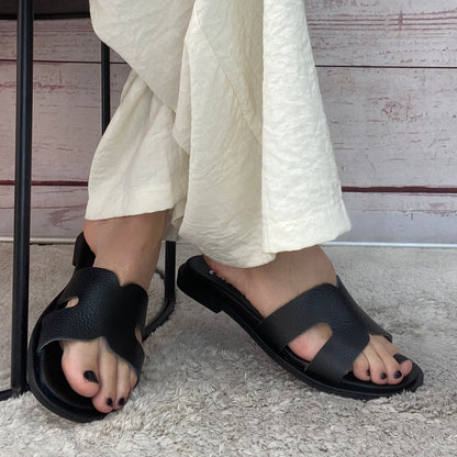 Creative ciabattina in pelle Nera