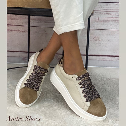 Step Sneakers pelle crema/suede
