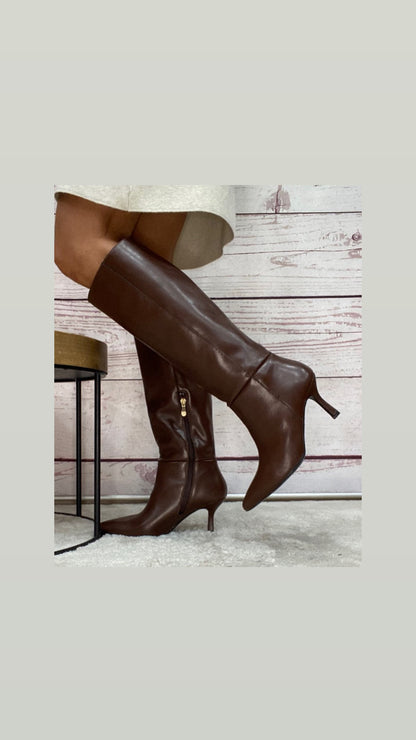 F.M. Stivale pelle nero tacco 7