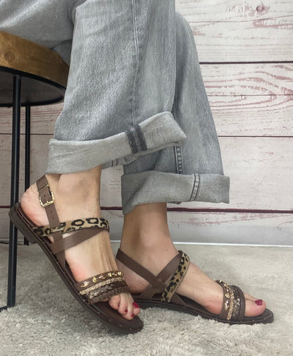18+ Sandalo 9023 treccia t.moro animalier