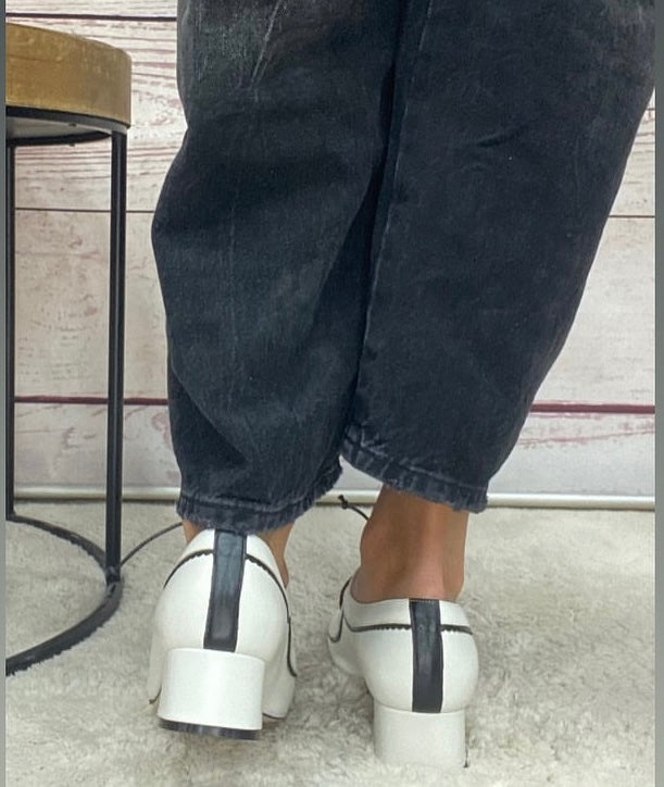 Decolletè Artigianale 380 Nappa Latte+Nappa Nero