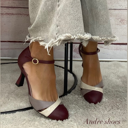 Scarpina artigianale bordeaux