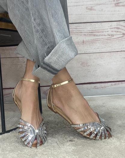Miss unique 2235A sandalo gabbietta platino/argento