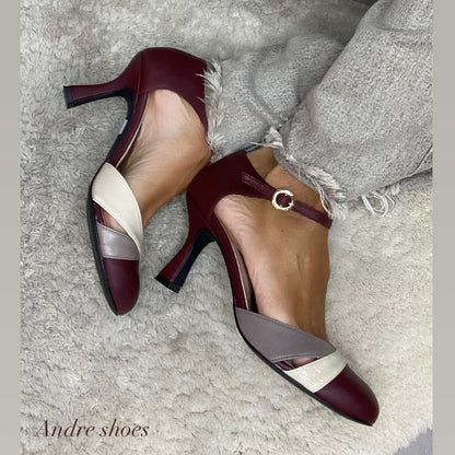 Scarpina artigianale bordeaux
