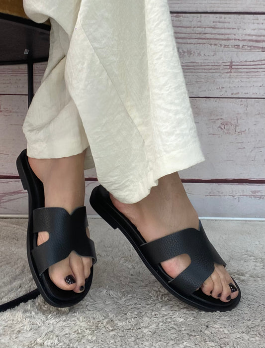 Creative ciabattina in pelle Nera