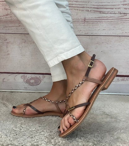 Les Tropezien Infradito treccia Chocolat multi