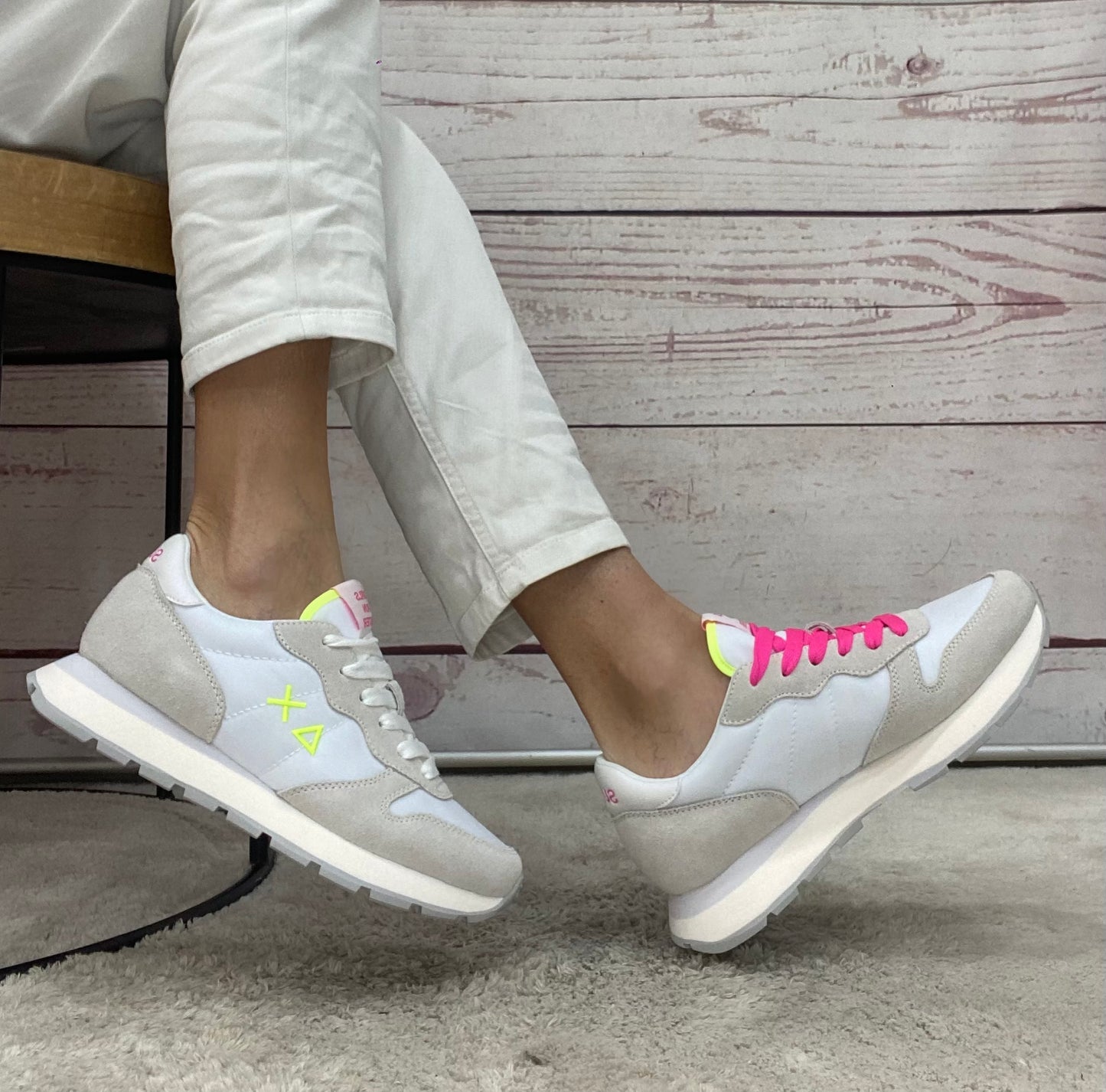 Sun68 Ally Solid 0162 Bianco/Fuxia Fluo