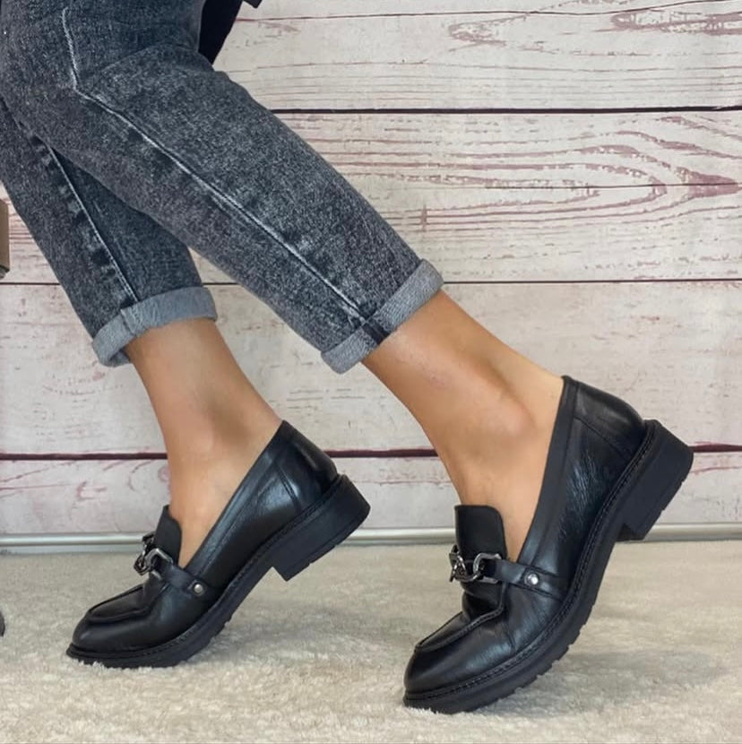 Hosis 4497 mocassino pelle nera