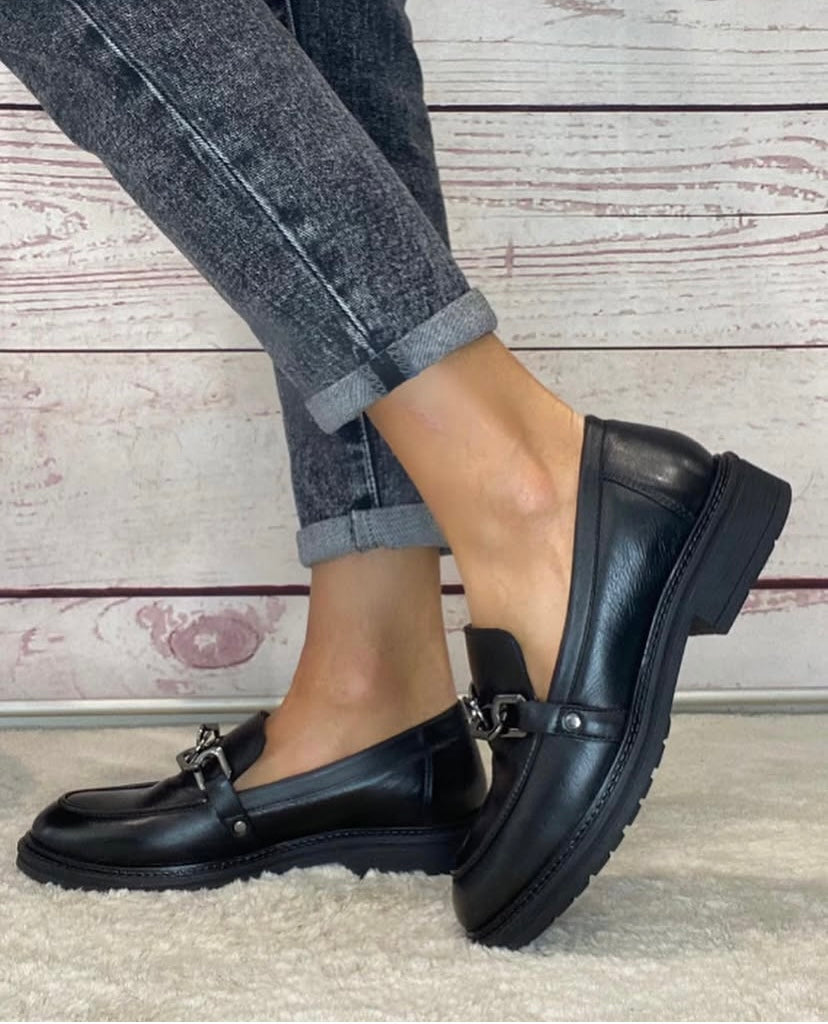 Hosis 4497 mocassino pelle nera