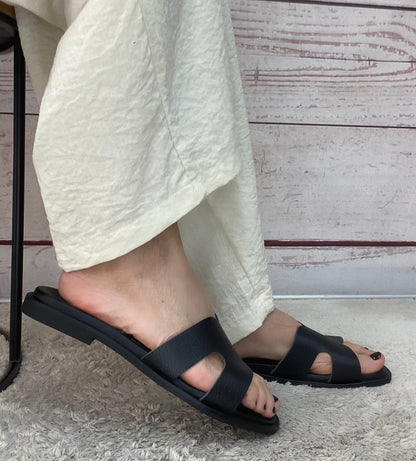 Creative ciabattina in pelle Nera