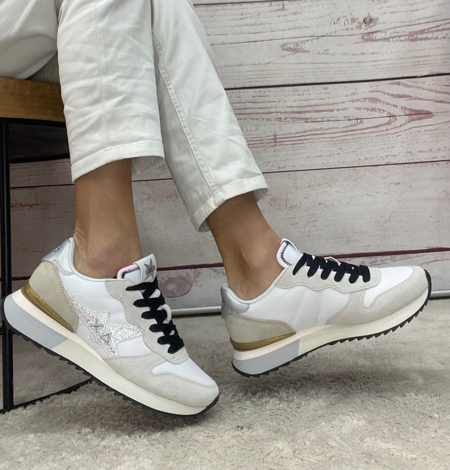 Sun68 Stargirl Glitter Logo Bianco