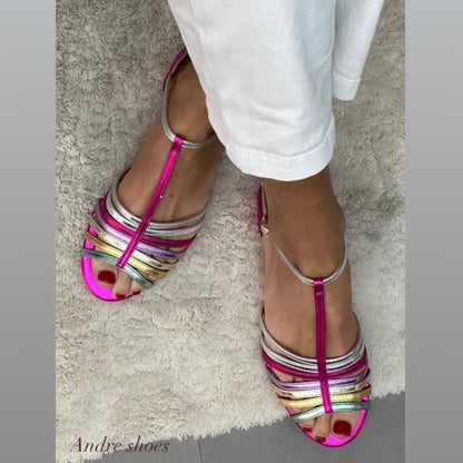 Milano Sandalo gabbietta multi fucsia