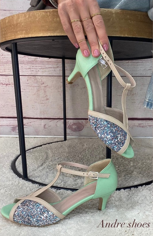 Mondie Tangherina nappa verde+glitter