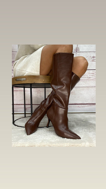 F.M. Stivale pelle nero tacco 7