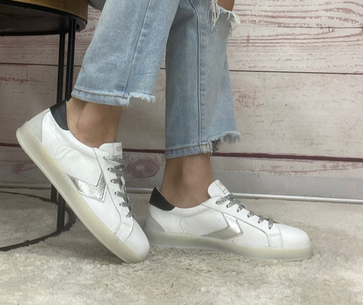 Step Nappa white met Silver