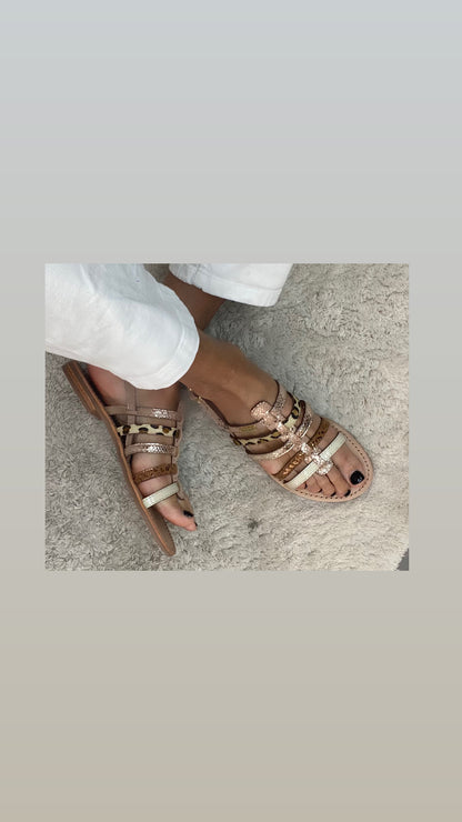 Les Tropezien sandalo gabbietta Platino multi