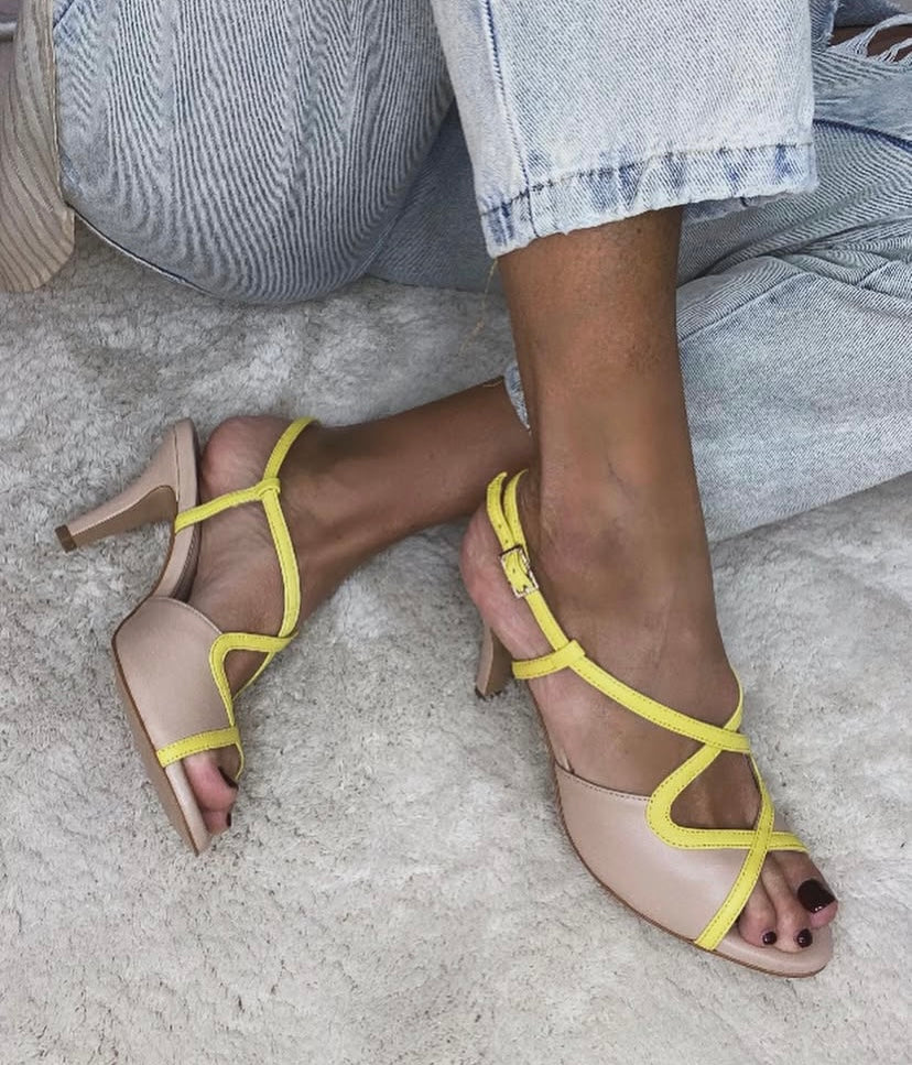 Mondie Sandalo nappa Nude+nappa Lime