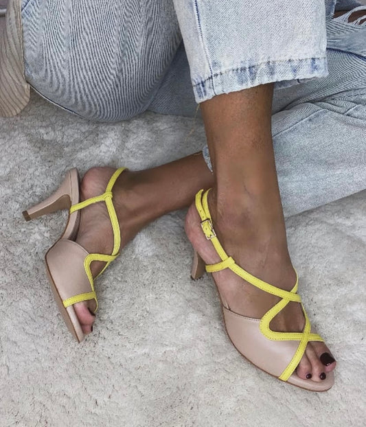 Mondie Sandalo nappa Nude+nappa Lime