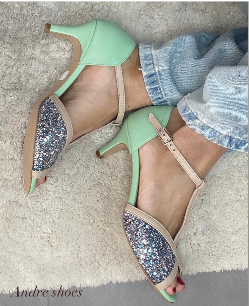 Mondie Tangherina nappa verde+glitter