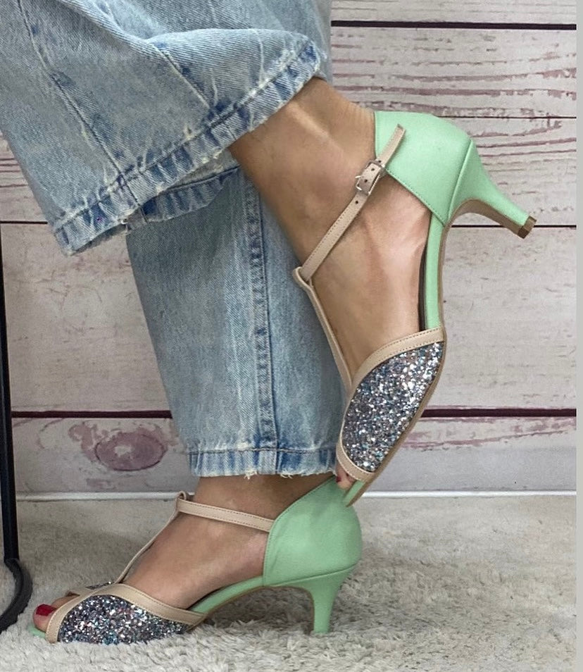 Mondie Tangherina nappa verde+glitter