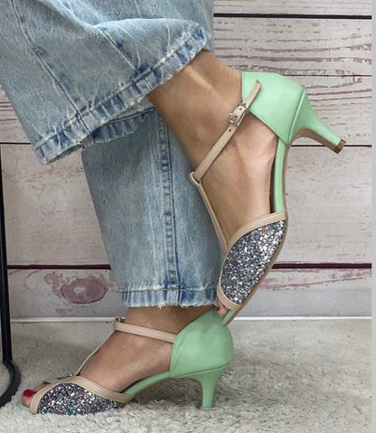 Mondie Tangherina nappa verde+glitter