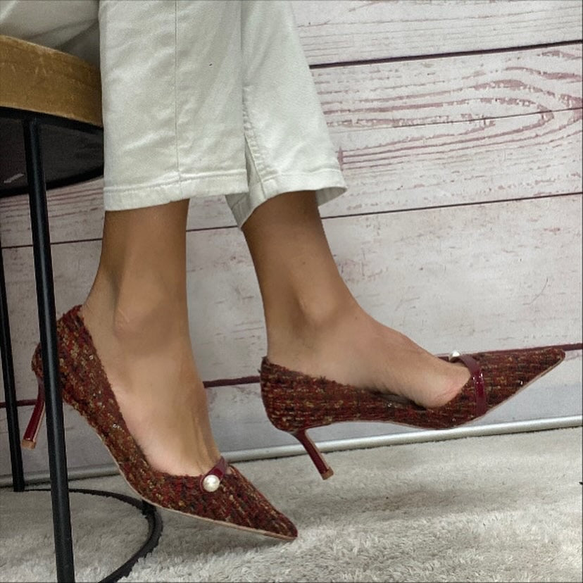 F.M. Décolleté boucle bordeaux tacco 7